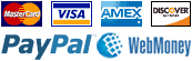 mastercard VISA American Express AMEX discover paypal webmoney
